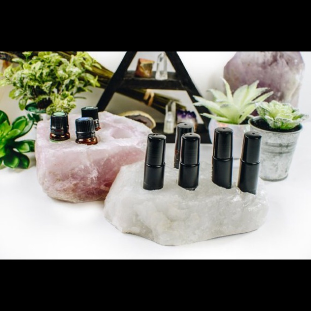 Rose quartz essential oil bottle holder